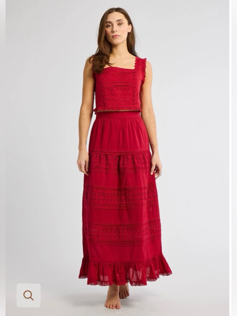Nwt Mille Skirt & Top Set | Size Small | Cherry Lace | 100% Cotton Two Piece Set
